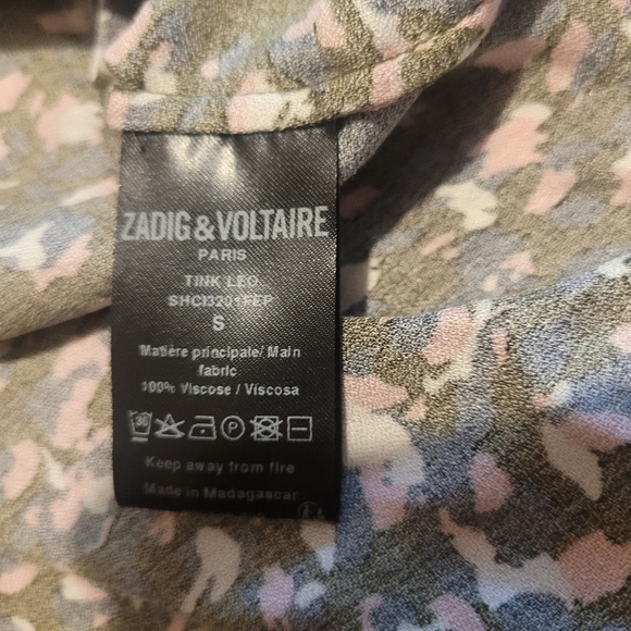 ZADIG & VOLTAIRE Tink Abstract Print Top Blouse Shirt Women’s S Black Multi - Picture 12 of 14